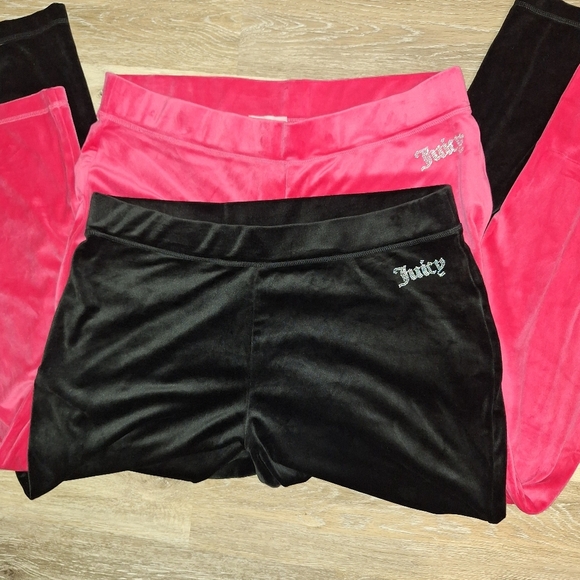 Lot Of 2 Y2K Juicy Couture Pants 2XL Activewear Hot Pink& Black Velour Yoga Logo - Picture 8 of 12
